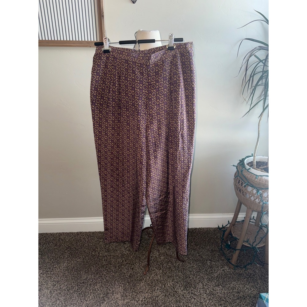 Talbots Petites Silk Blend Geometric Print Pants Size 14